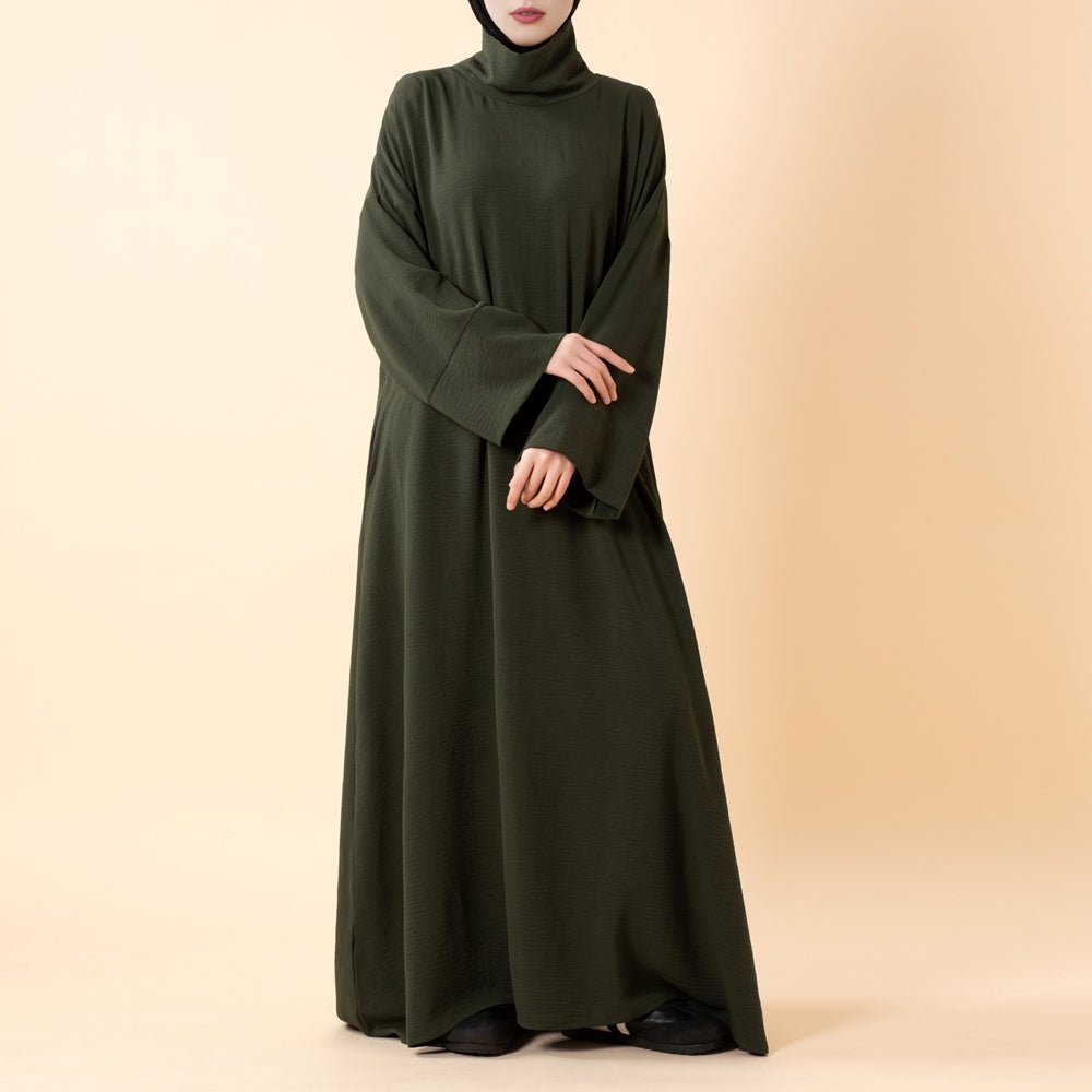 Everyday Crepe Turtleneck Abaya – Relaxed Fit for All Seasons (MA384) - Mariam's Collection
