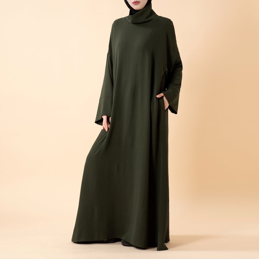 Everyday Crepe Turtleneck Abaya – Relaxed Fit for All Seasons (MA384) - Mariam's Collection