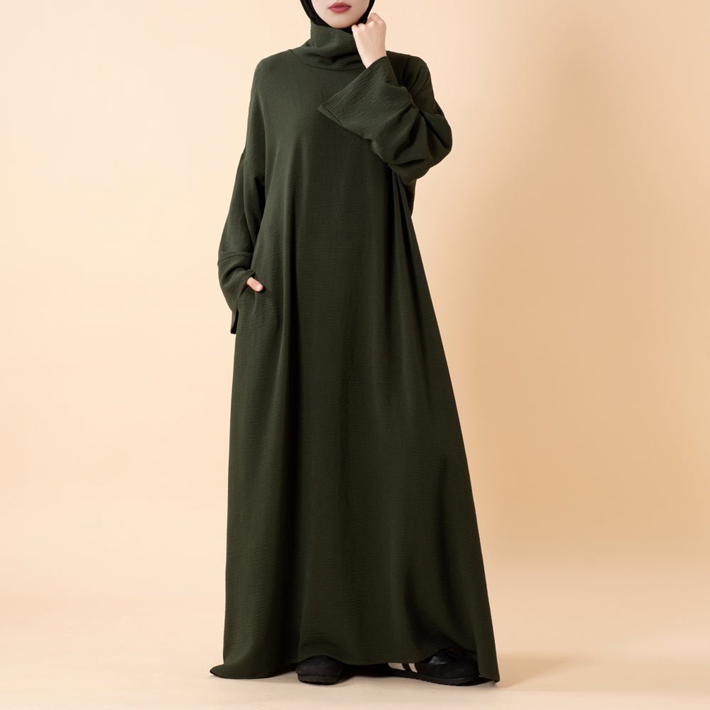Everyday Crepe Turtleneck Abaya – Relaxed Fit for All Seasons (MA384) - Mariam's Collection