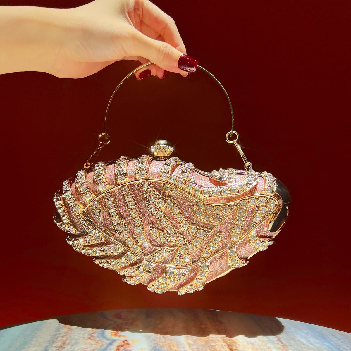 Vintage Rhinestone Evening Clutch Bag – Luxury Top-Handle Purse