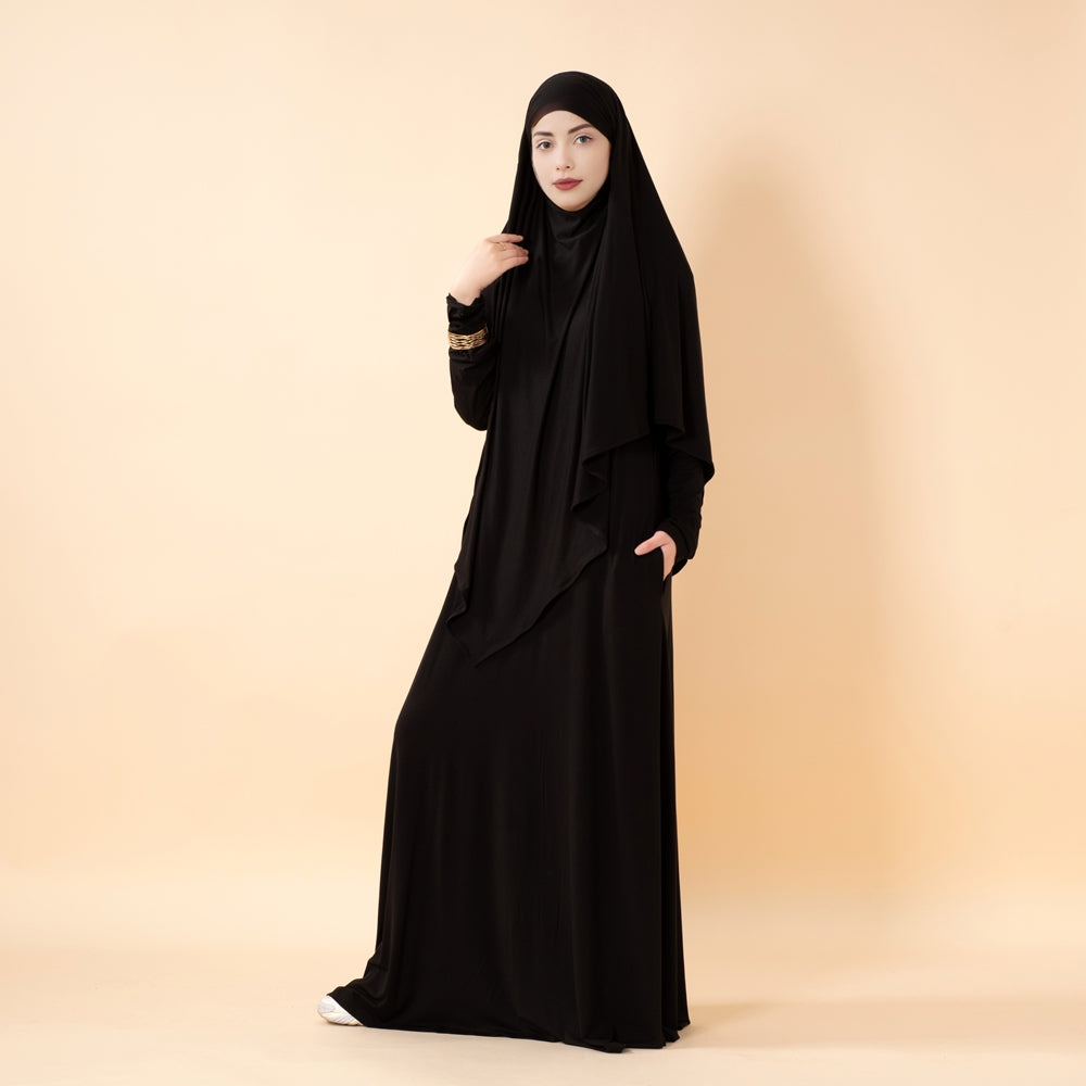 Serenity Veil Set | Premium Lenzing™ Modal Khimar & Dress Two-Piece Set (MK026)
