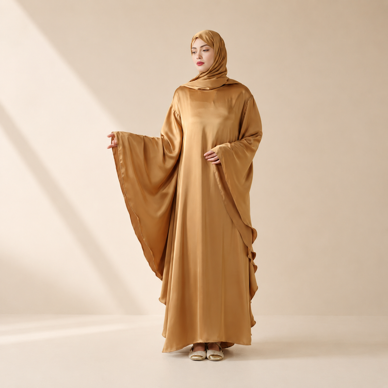 Archive Piece Luxury Satin Floaty Kaftan Abaya With Matching Hijab - MP007 (Size M Only)