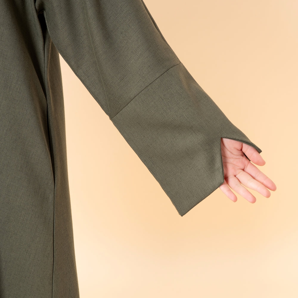 Premium Linen Effect Pullover Abaya with Pockets (MA341)