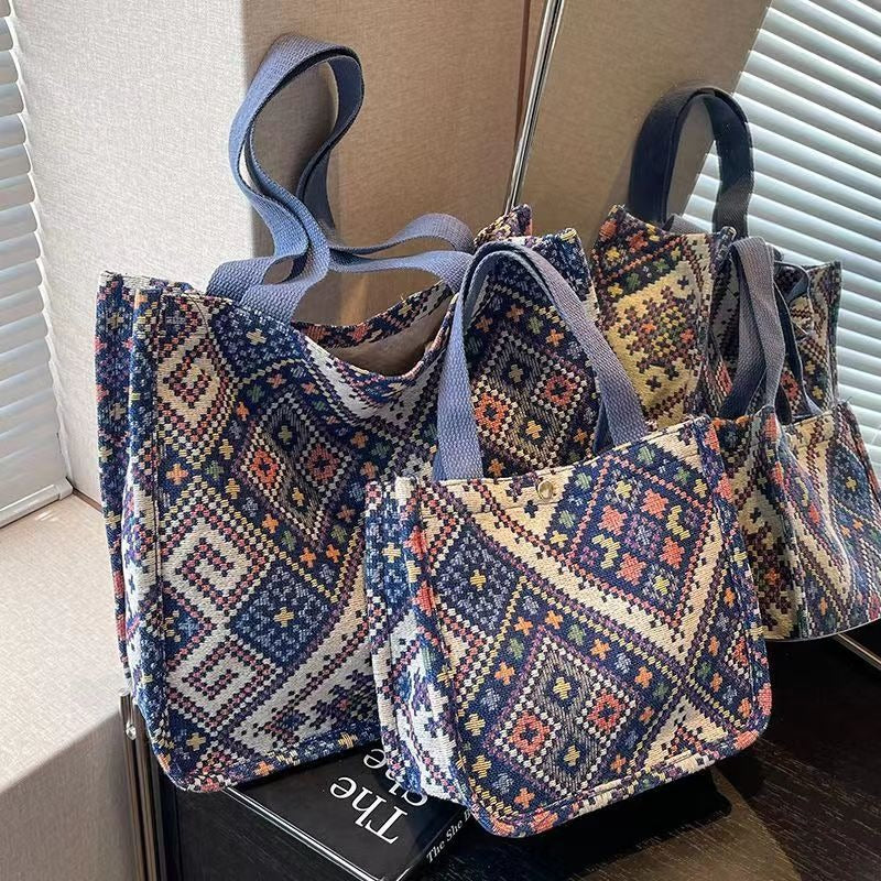 Boho Chic Canvas Tote - Spacious Convertible Bag for Campus & Commute (MAC261)