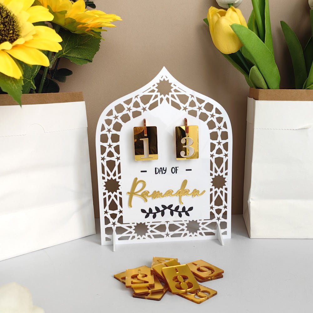 Festive Home Craft Ornament Ramadan Countdown Acrylic Tabletop Decor (MAC403) - Mariam's Collection