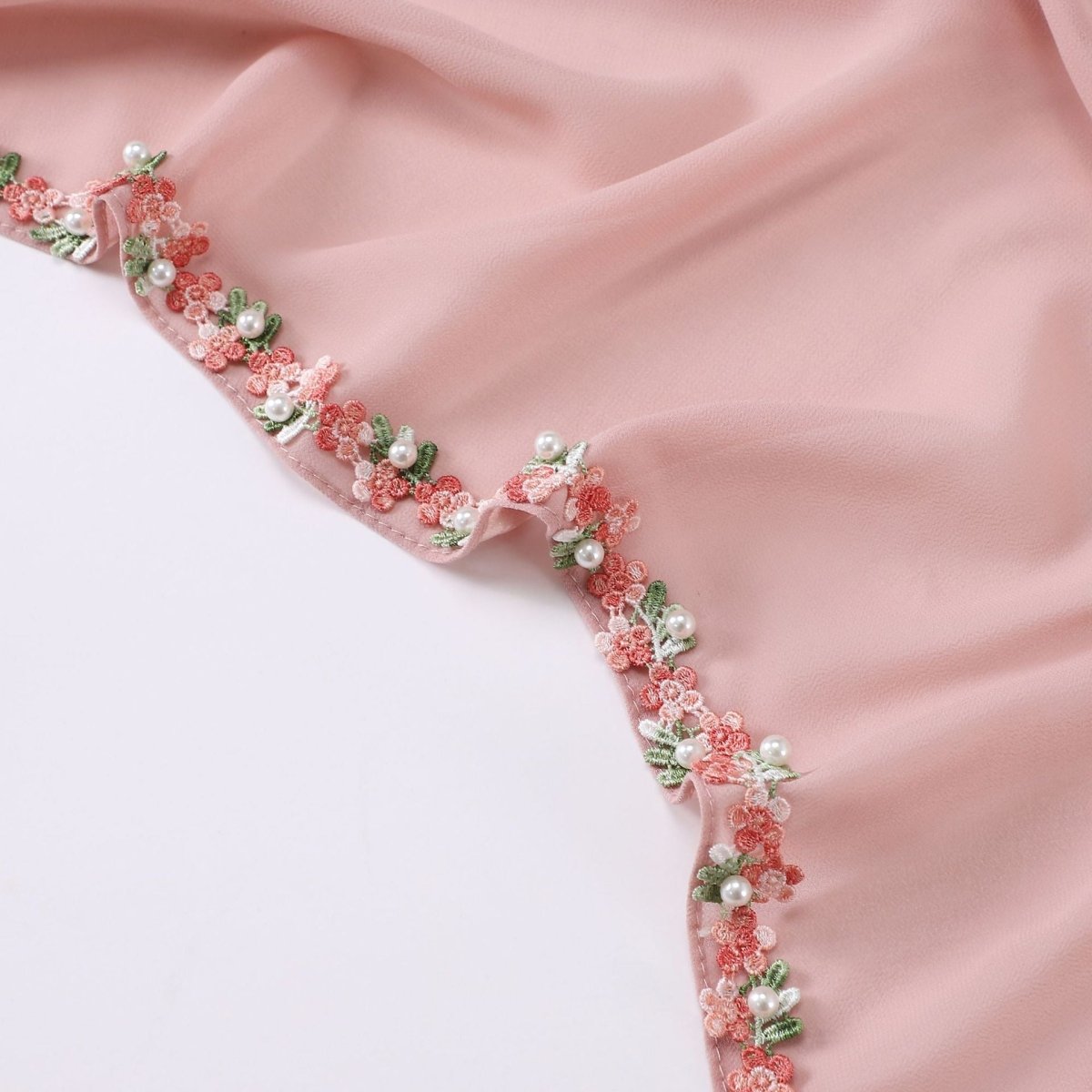 Floral Embellished Chiffon Hijab Scarf(MH221) - Mariam's Collection