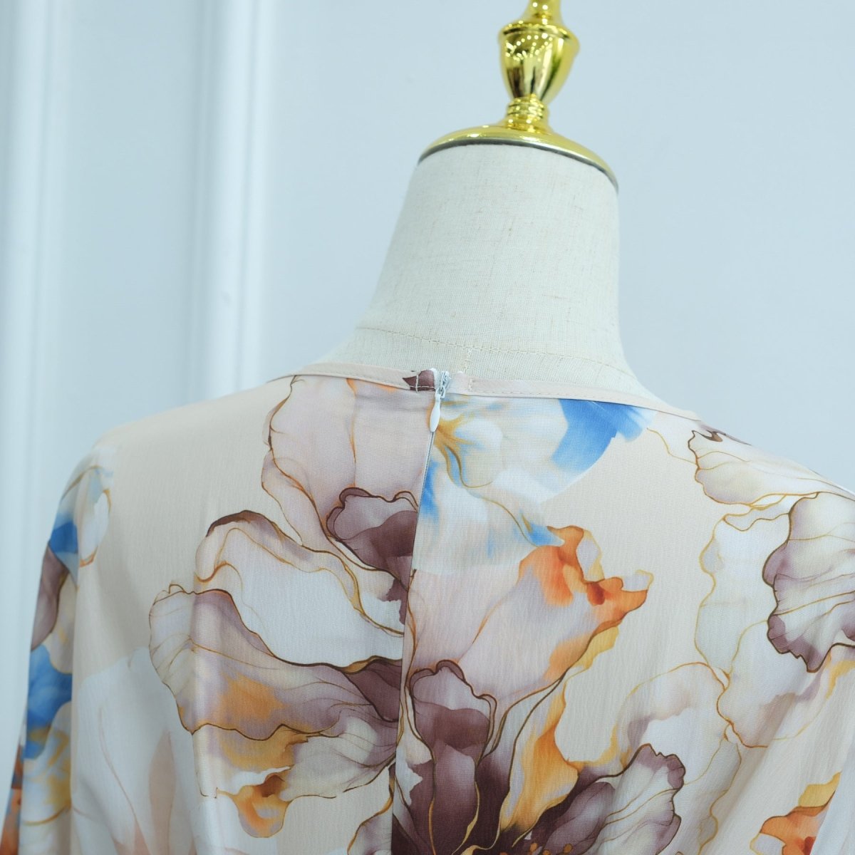 Floral Print Abaya with Bell Sleeves(MA332) - Mariam's Collection