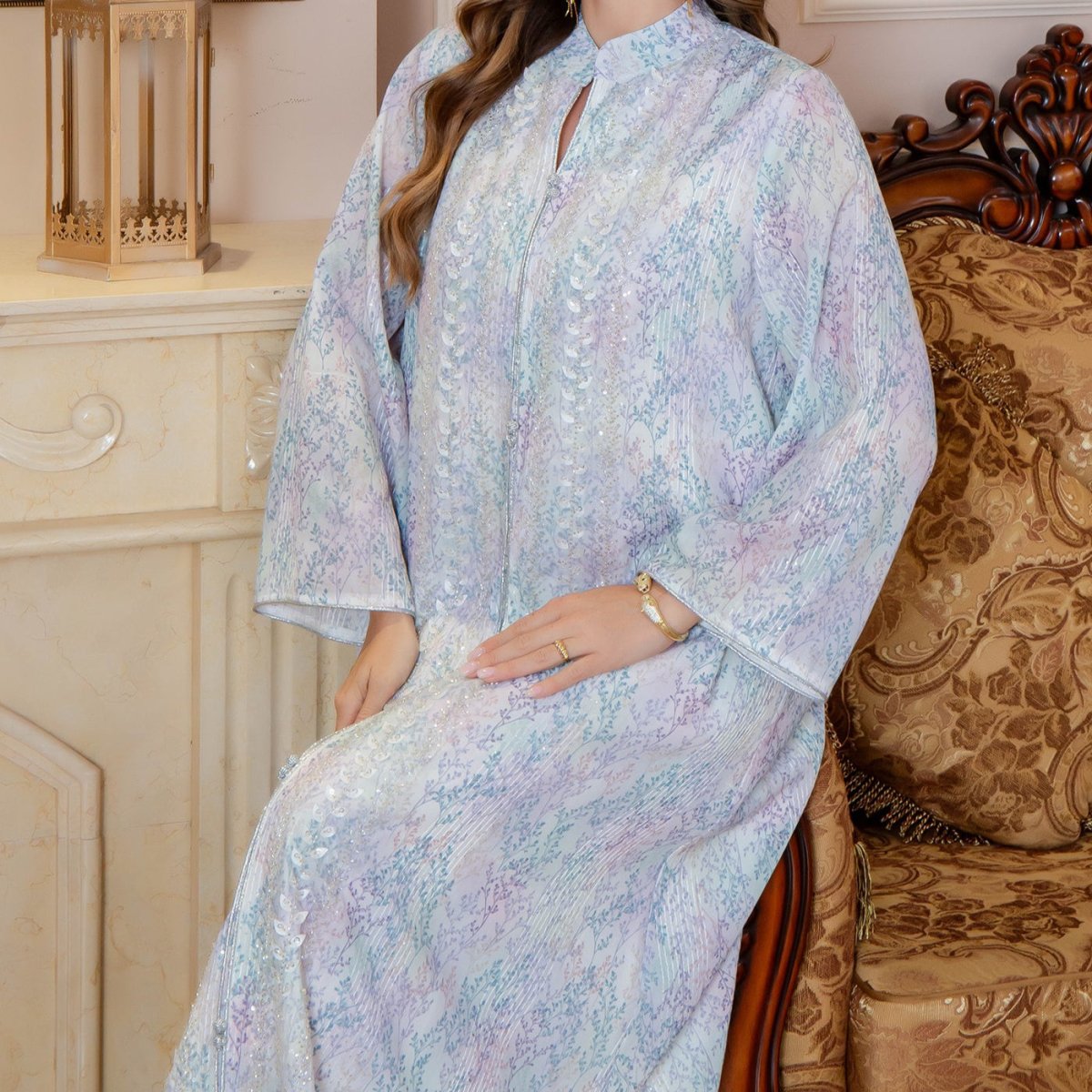 Floral Print Abaya(MA394) - Mariam's Collection