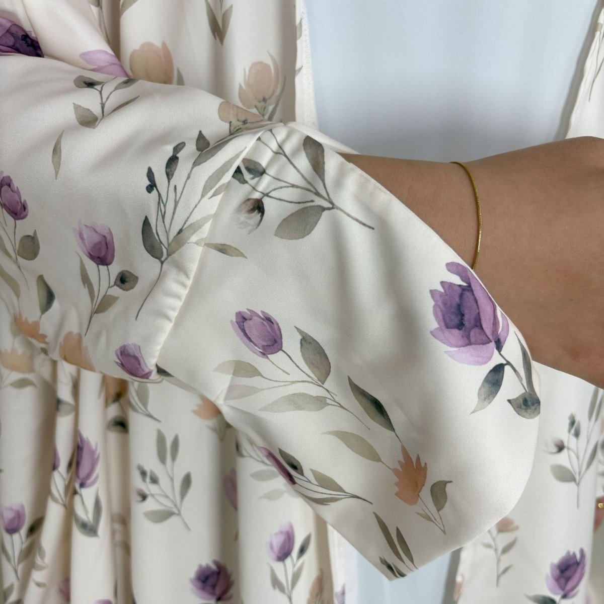 Floral Print Butterfly Sleeve Abaya Set | Resort Style Open - Front Cardigan(MOA256) - Mariam's Collection