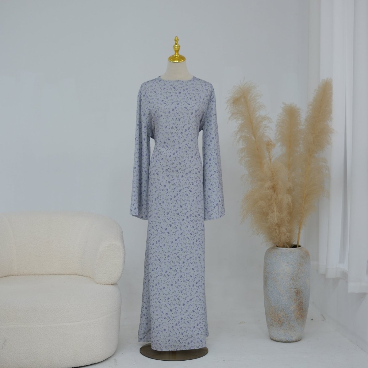 Floral Print Flared Sleeve Maxi Dress(MS490) - Mariam's Collection