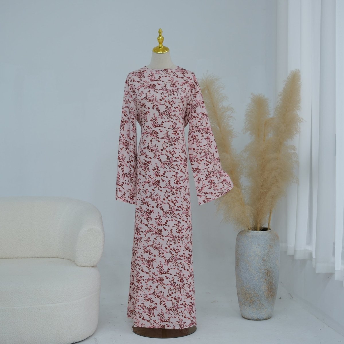 Floral Print Flared Sleeve Maxi Dress(MS490) - Mariam's Collection