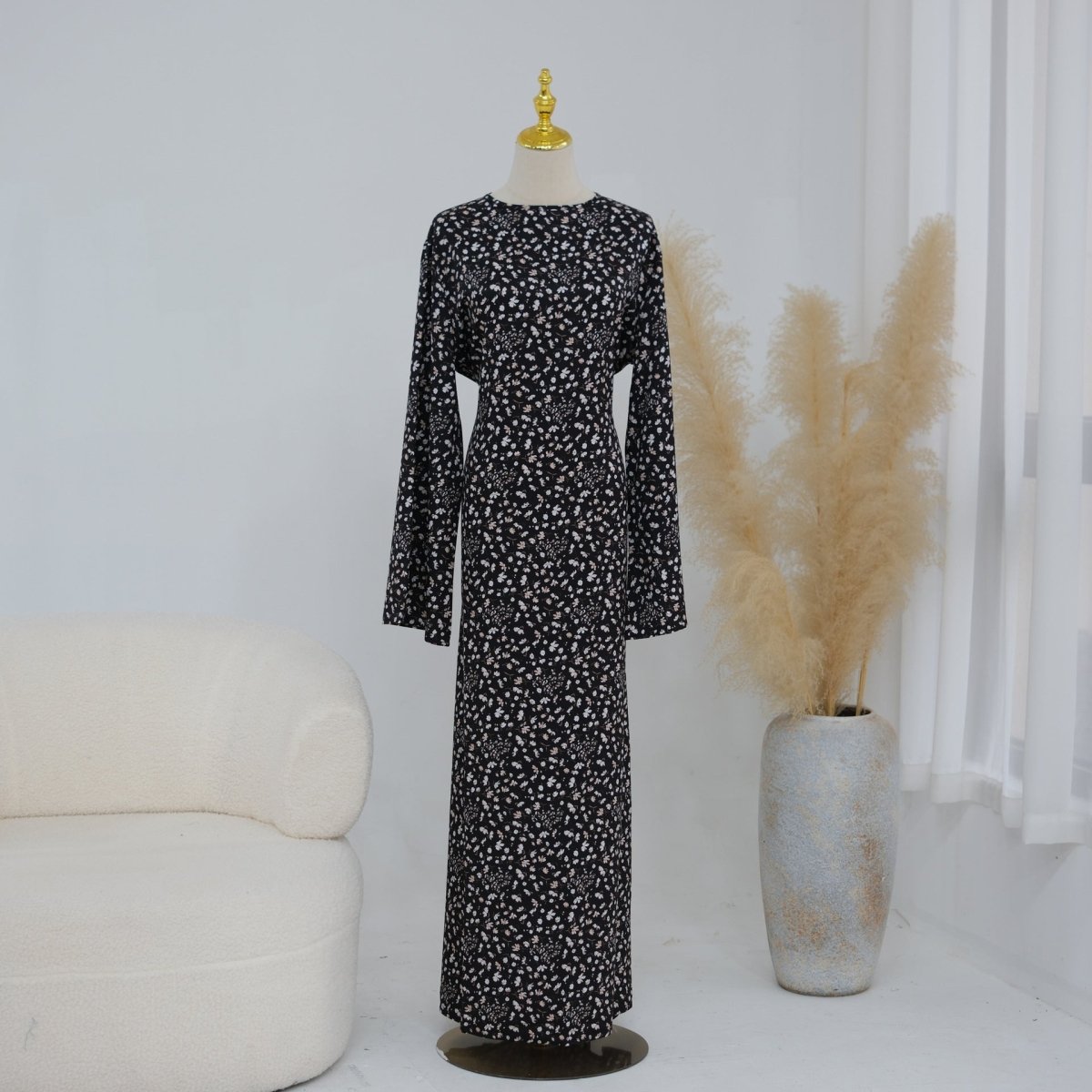 Floral Print Flared Sleeve Maxi Dress(MS490) - Mariam's Collection