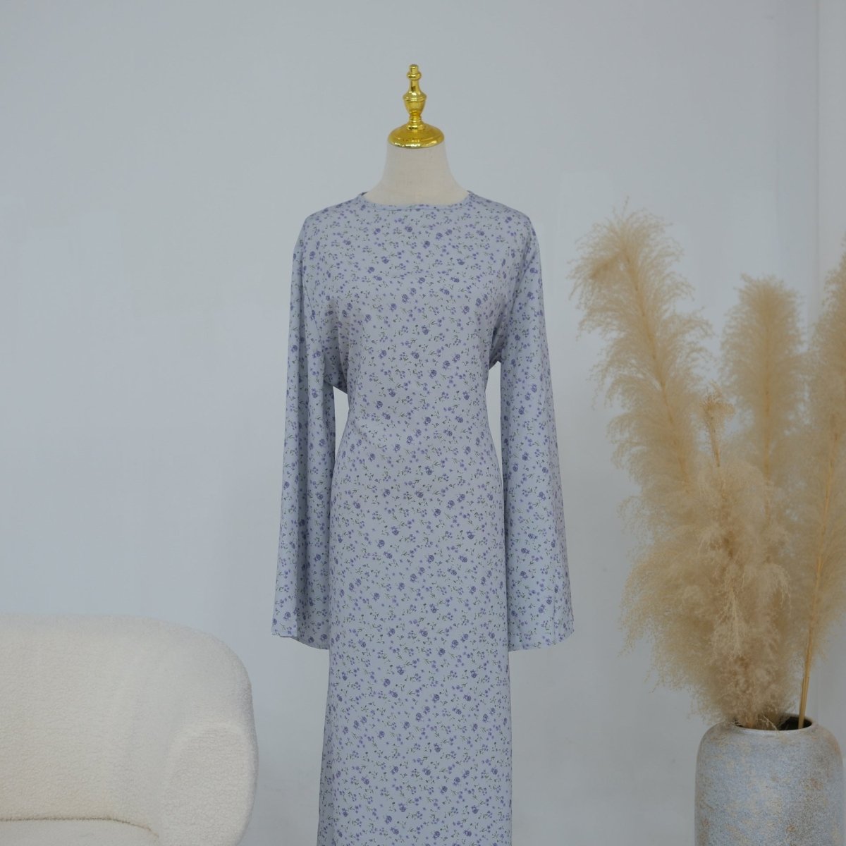 Floral Print Flared Sleeve Maxi Dress(MS490) - Mariam's Collection