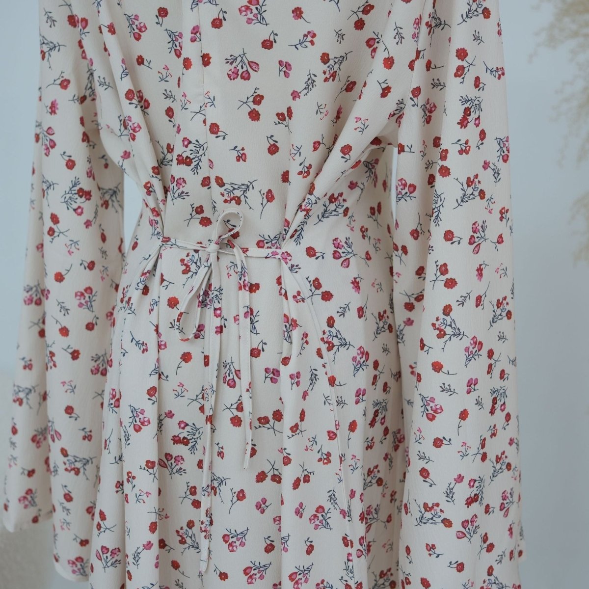 Floral Print Flared Sleeve Maxi Dress(MS490) - Mariam's Collection