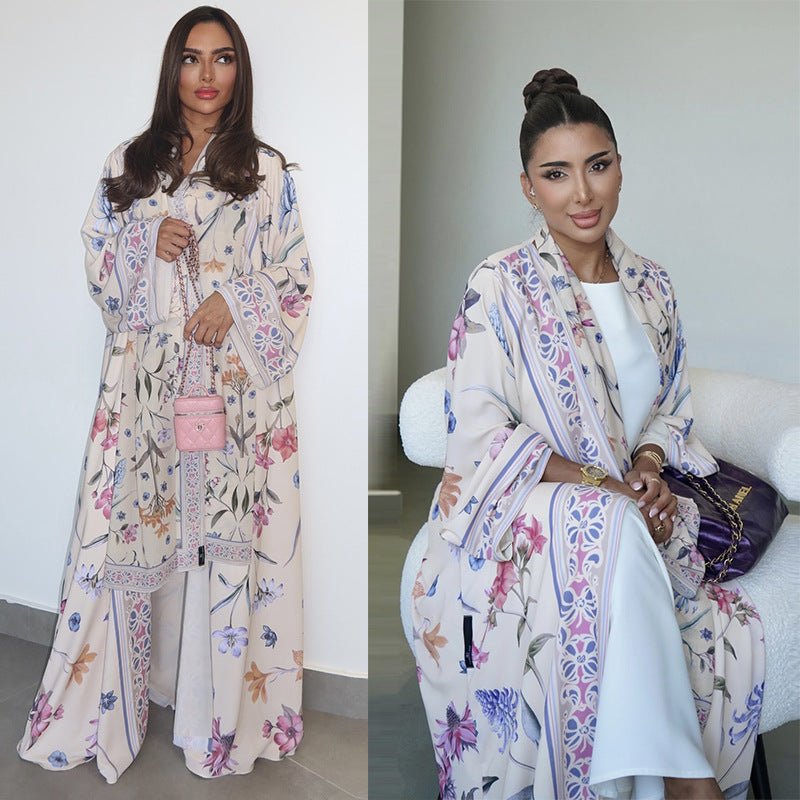 Floral Printer Abaya Set with Hijab(MOA267) - Mariam's Collection