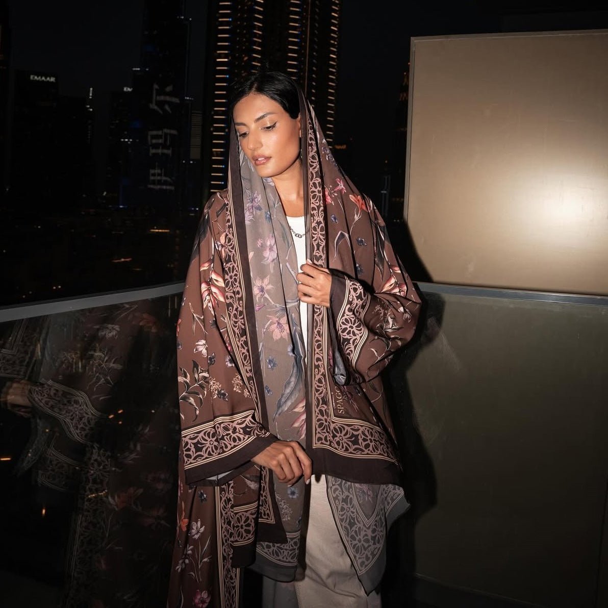 Floral Printer Abaya Set with Hijab(MOA267) - Mariam's Collection