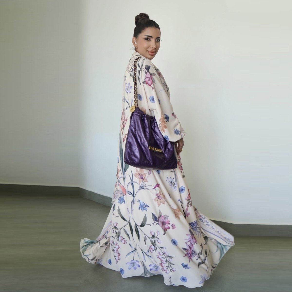 Floral Printer Abaya Set with Hijab(MOA267) - Mariam's Collection