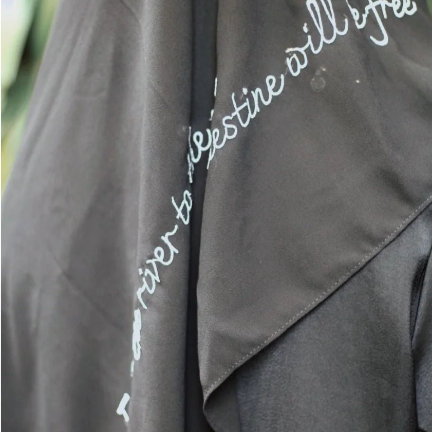 Free Palestine Chiffon Hijab – Cultural Statement Scarf with Arabic Letter Design（MH107） - Mariam's Collection