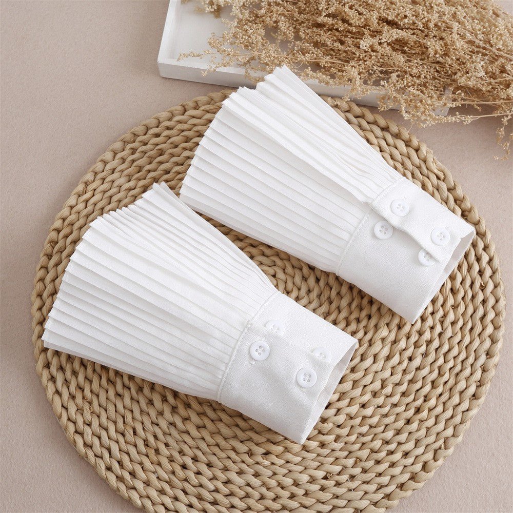 French Pleated Cuff Sleeves — Elegant Detachable Accordion Cuff Accessories