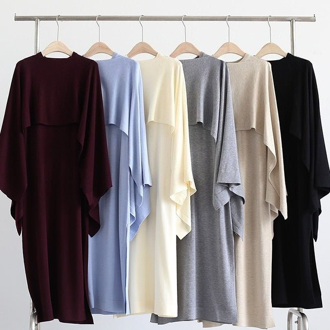 French - Style Two - Piece with Draped Poncho (MS310) - Mariam's Collection