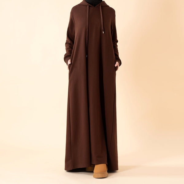 French Terry Hoodie Abaya With Pockets (MA340) - Mariam's Collection