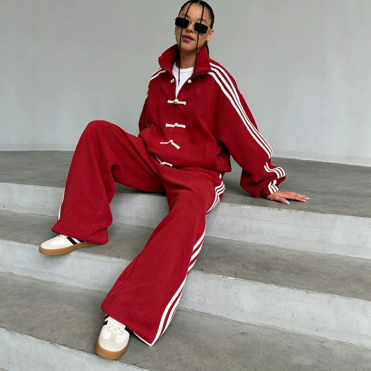 Frog Button Tracksuit Set – Modest Mandarin Collar Track Suit