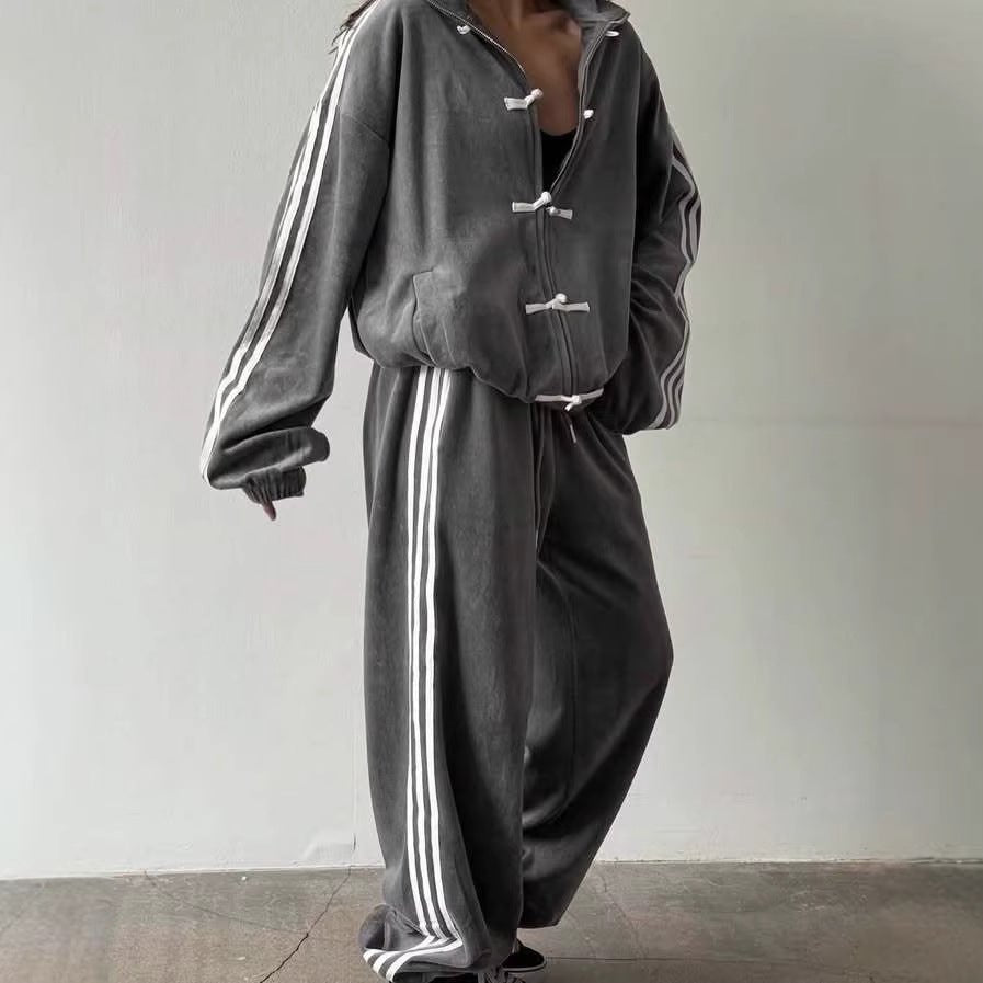 Frog Button Tracksuit Set – Modest Mandarin Collar Track Suit