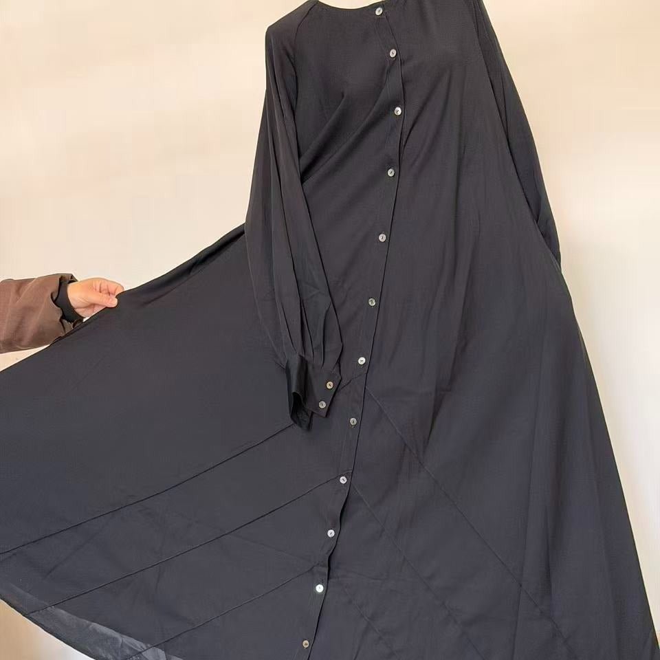 Full Button-Front Abaya Dress with Pockets - MP077 - Mariam's Collection