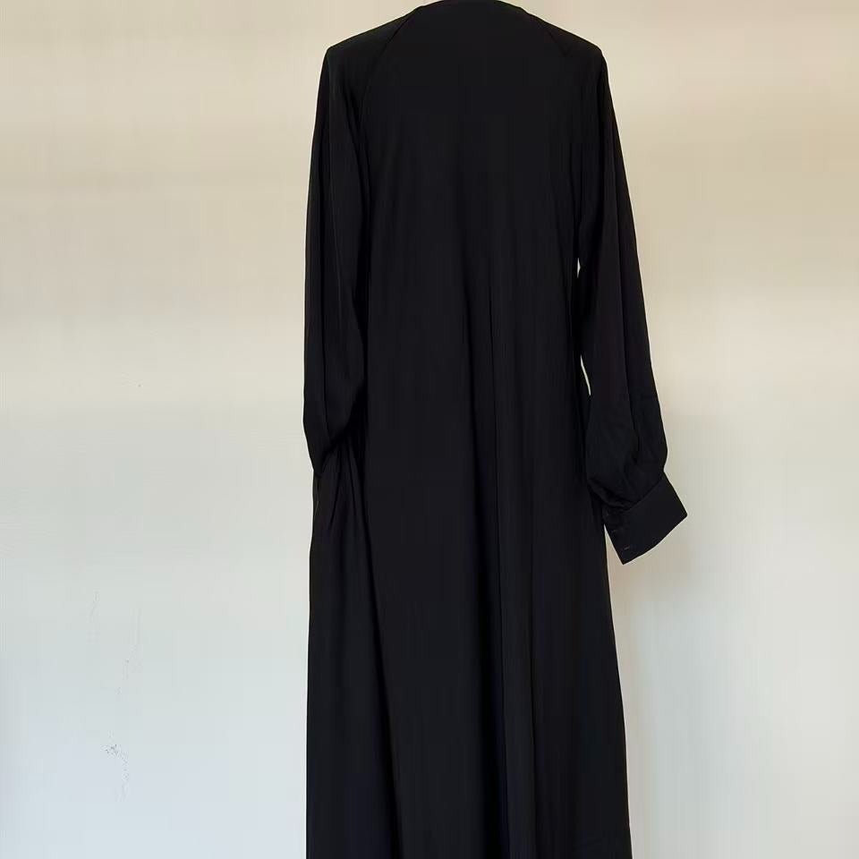Full Button-Front Abaya Dress with Pockets - MP077 - Mariam's Collection