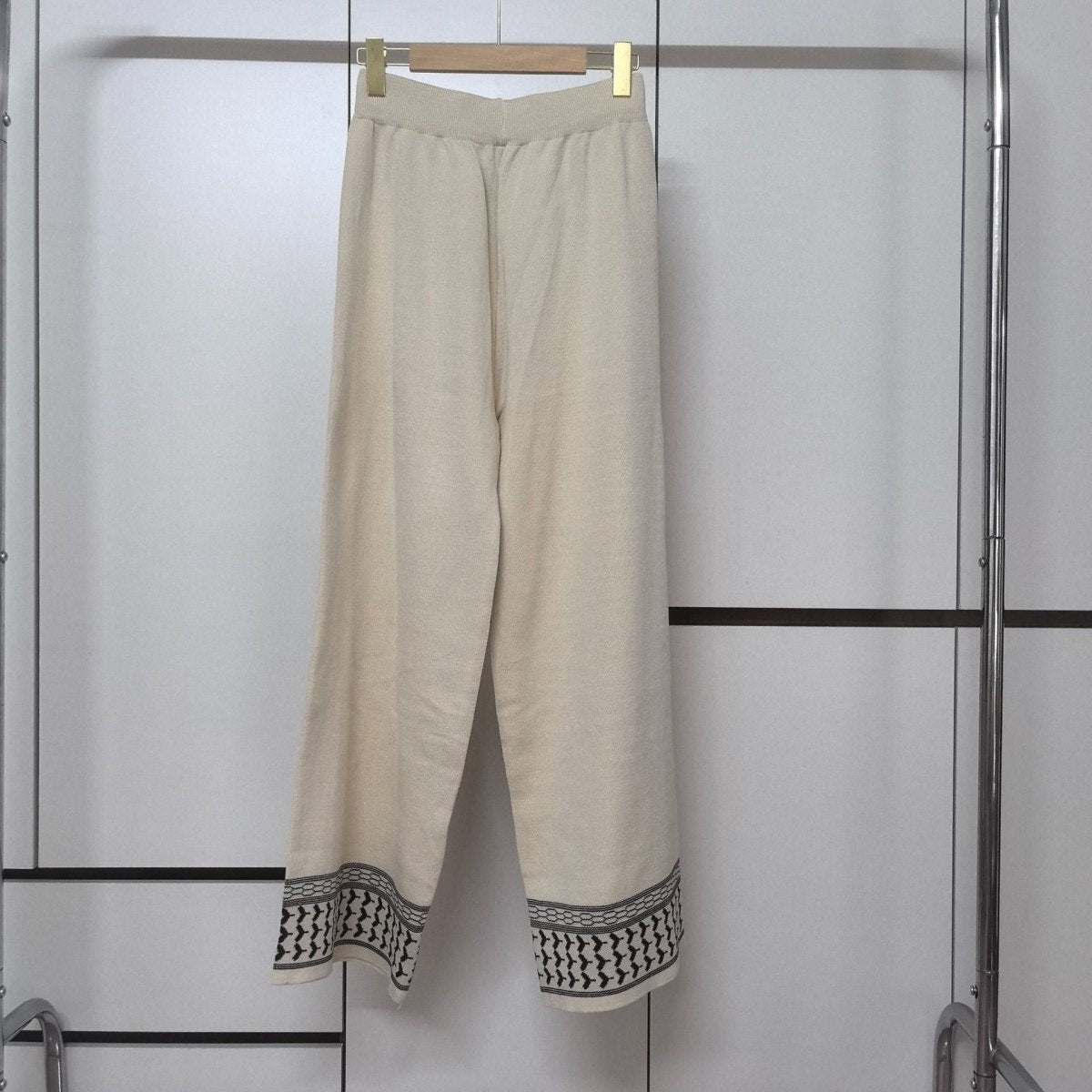 Geometric Jacquard-Trim Ribbed Knit 3-Piece Set(MS471) - Mariam's Collection