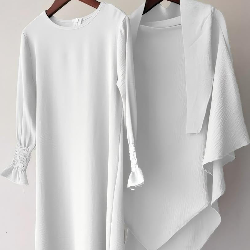 Girls Crinkle Fabric Pullover Abaya & Matching Hijab Two-Piece Set(MKG032) - Mariam's Collection