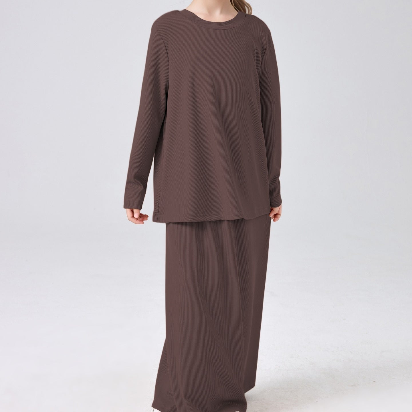 Girls Modest Long Sleeve Top & Maxi Skirt Two-Piece Set(MKG029) - Mariam's Collection