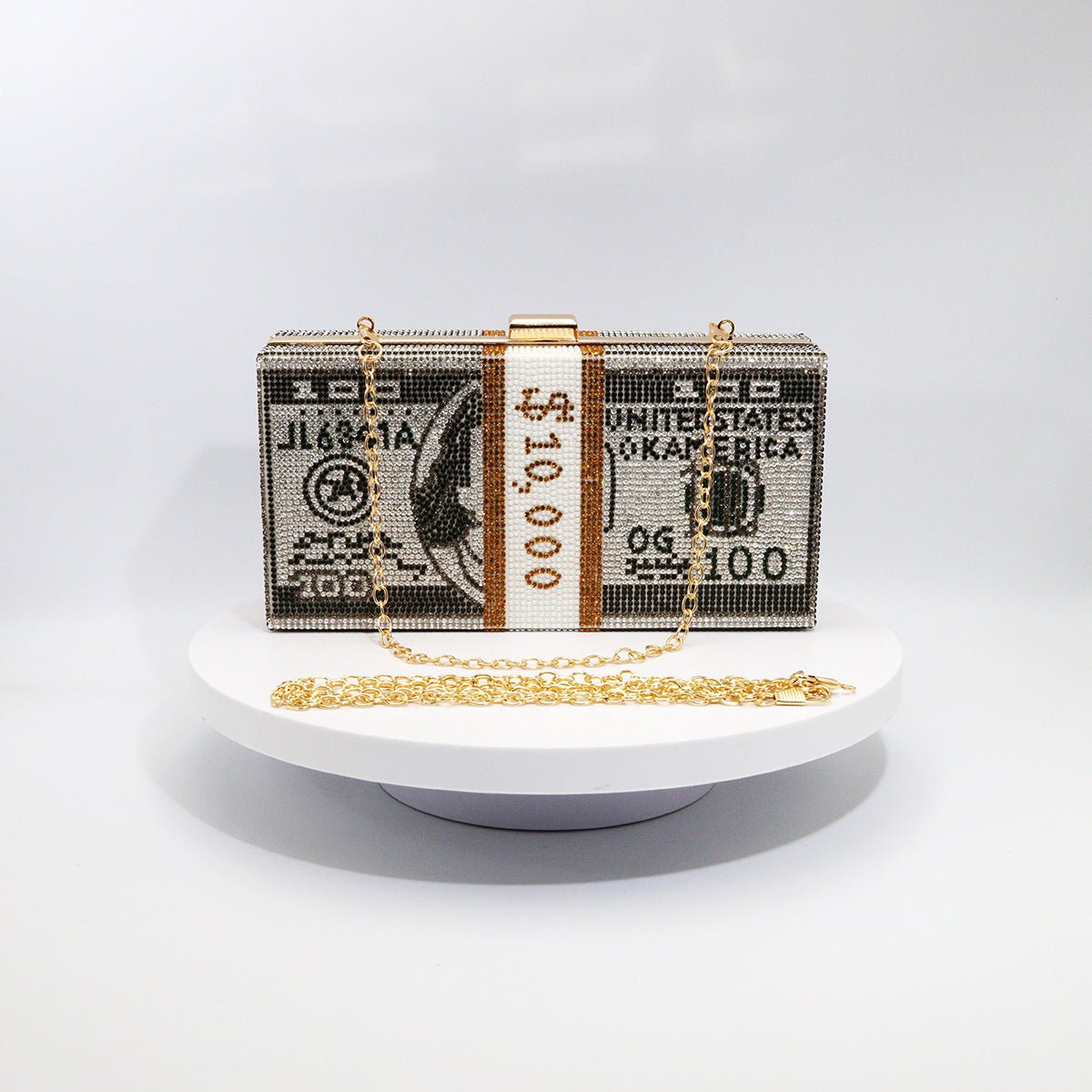 ‌Glamorous Fully Bedazzled Dollar Motif Evening Bag Party Clutch (MAC293) - Mariam's Collection