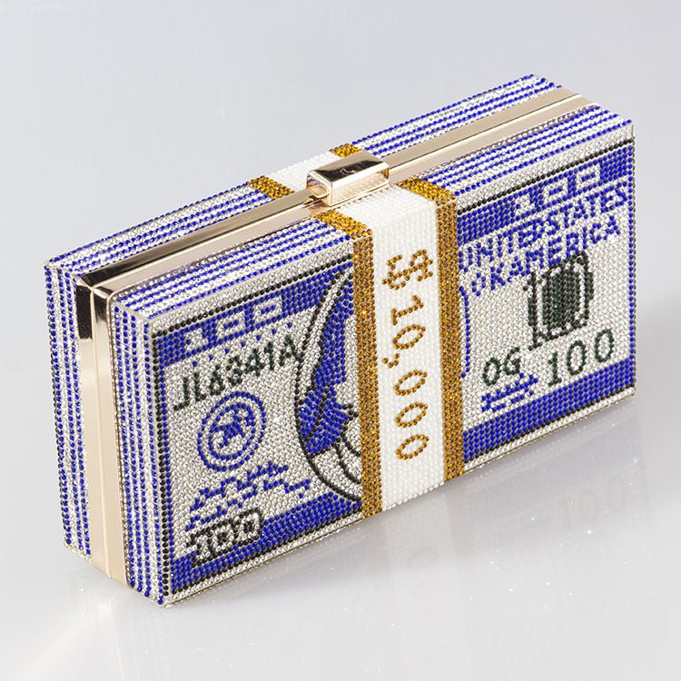 ‌Glamorous Fully Bedazzled Dollar Motif Evening Bag Party Clutch (MAC293) - Mariam's Collection