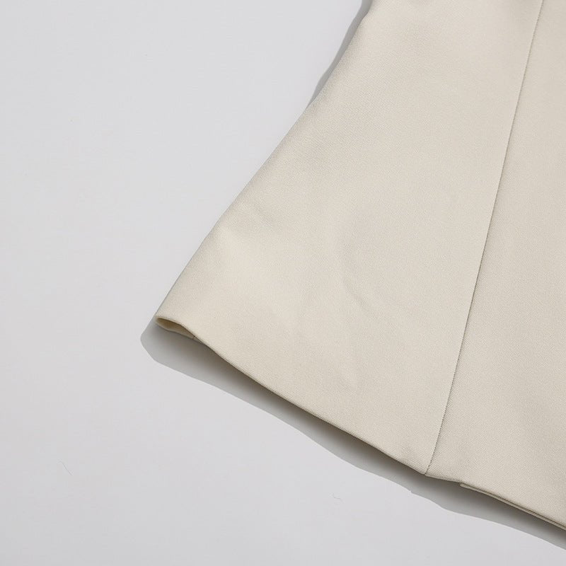 Professional modest outfit set with gold button blazer detailing