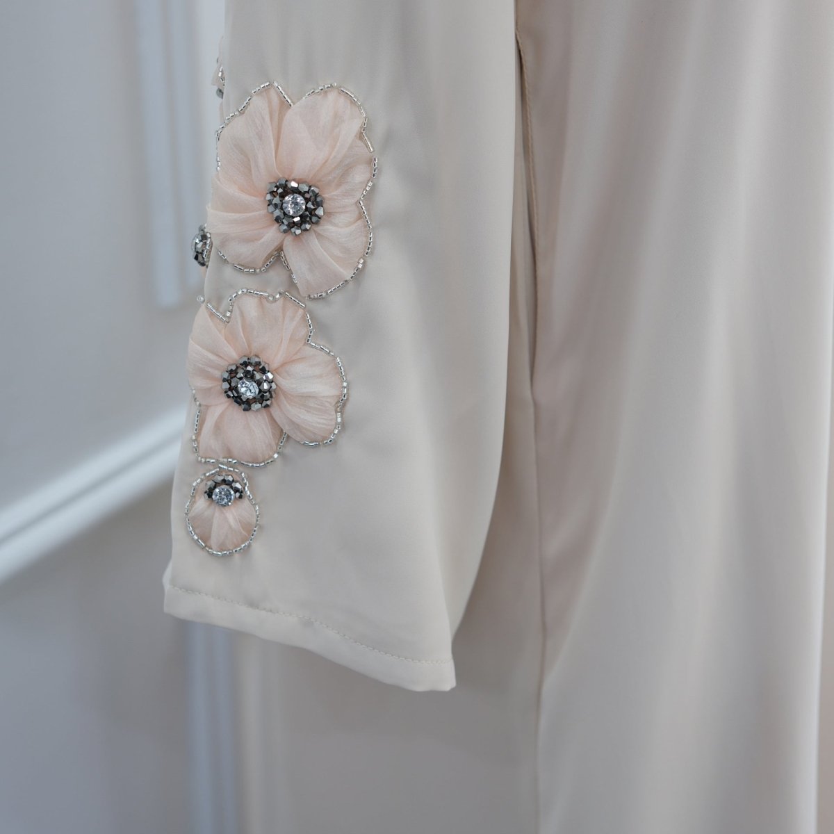 Hand-Beaded 3D Floral Maxi Dress(MA456) - Mariam's Collection