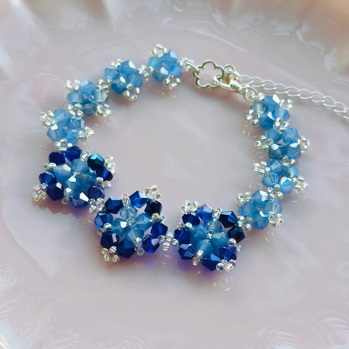 Handcrafted Crystal Floral Bracelet | Sparkling Statement Jewelry | Elegant Art-Inspired Accessory for Women (MAC348) - Mariam's Collection