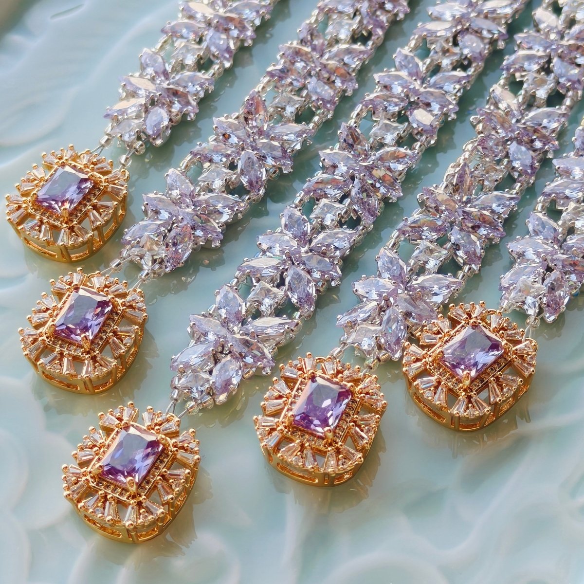 Handcrafted Crystal Floral Bracelet | Sparkling Statement Jewelry | Elegant Art-Inspired Accessory for Women (MAC348) - Mariam's Collection