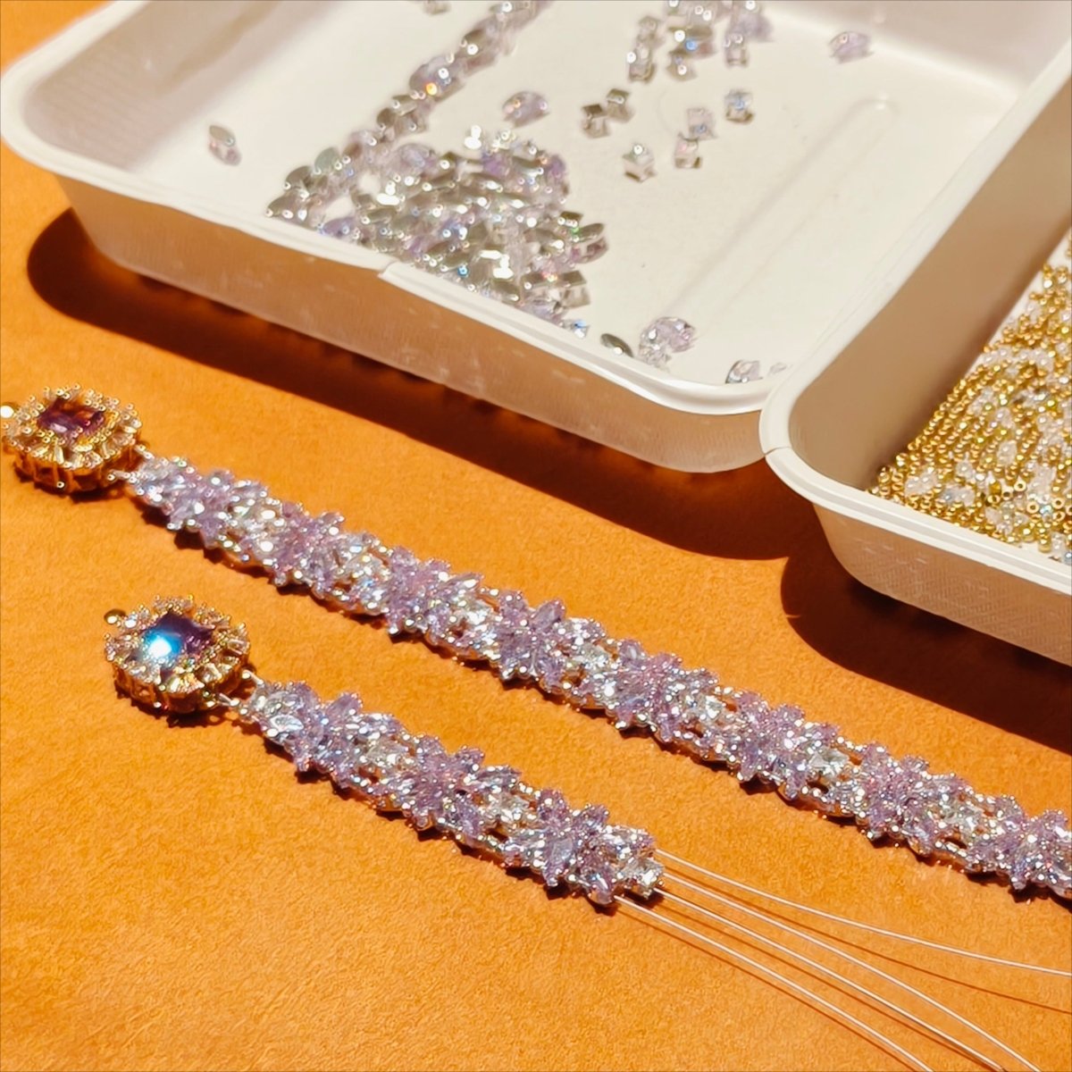 Handcrafted Crystal Floral Bracelet | Sparkling Statement Jewelry | Elegant Art-Inspired Accessory for Women (MAC348) - Mariam's Collection