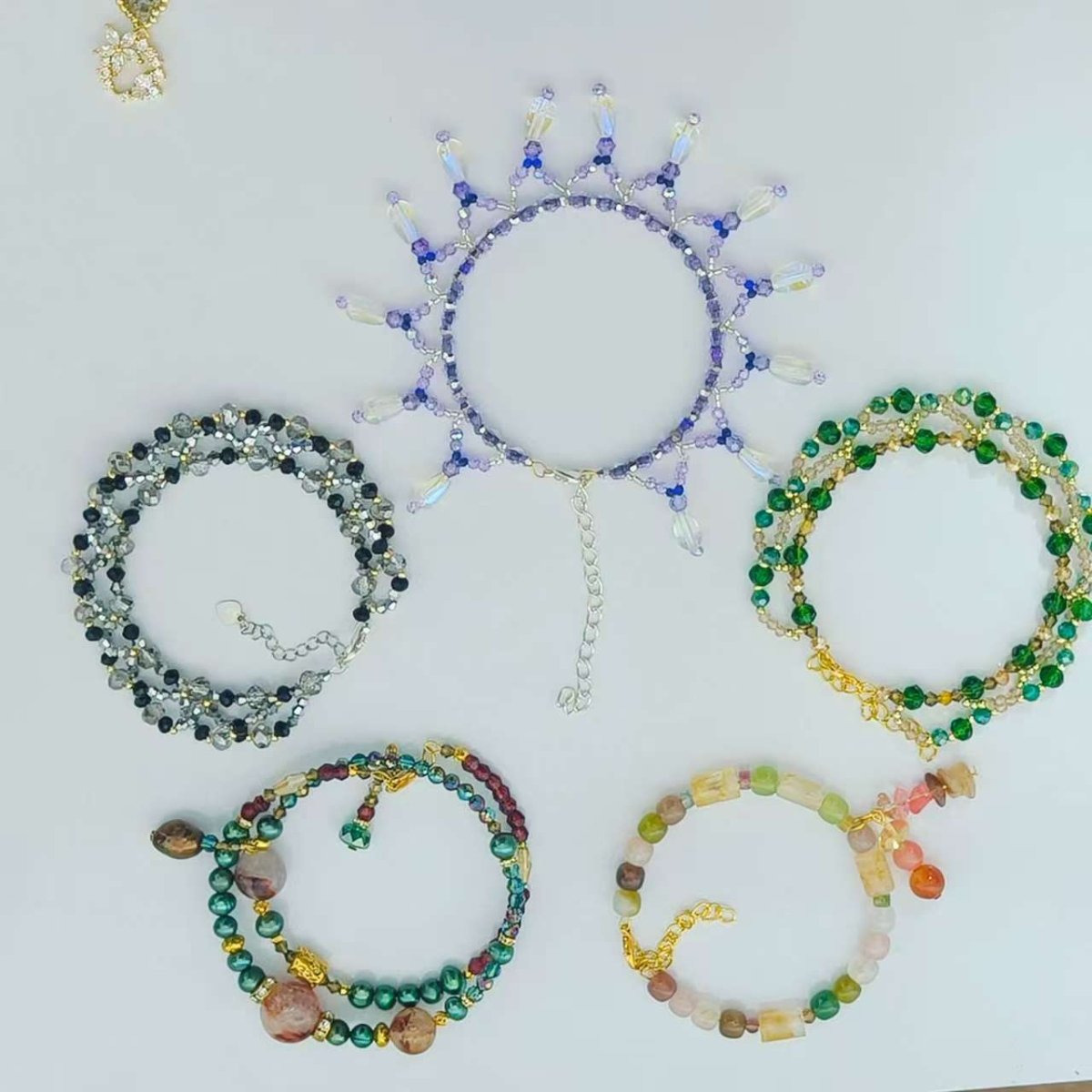 Handcrafted Crystal Floral Bracelet | Sparkling Statement Jewelry | Elegant Art - Inspired Accessory for Women (MAC348) - Mariam's Collection