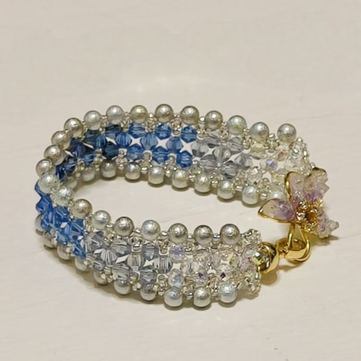 Handcrafted Crystal Floral Bracelet | Sparkling Statement Jewelry | Elegant Art - Inspired Accessory for Women (MAC348) - Mariam's Collection