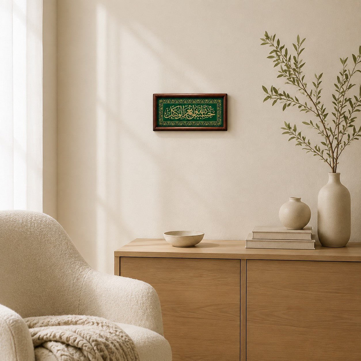 Ebony wood frame corner detail with ornamental border