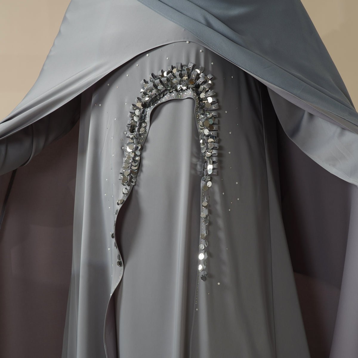 Haute Couture Abaya, Heavy - Crafted 3 - Layer Cape Abaya (MA096) - Mariam's Collection