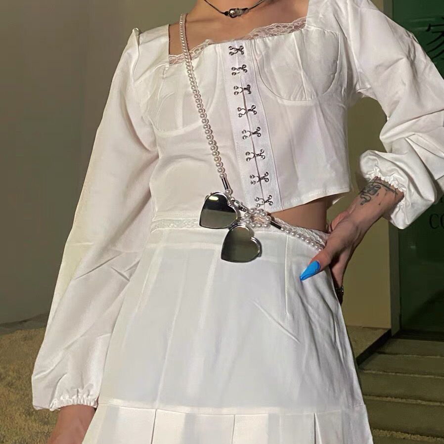 Heart - Locket Pearl Crossbody Belt Mirror Chain (MAC350) - Mariam's Collection