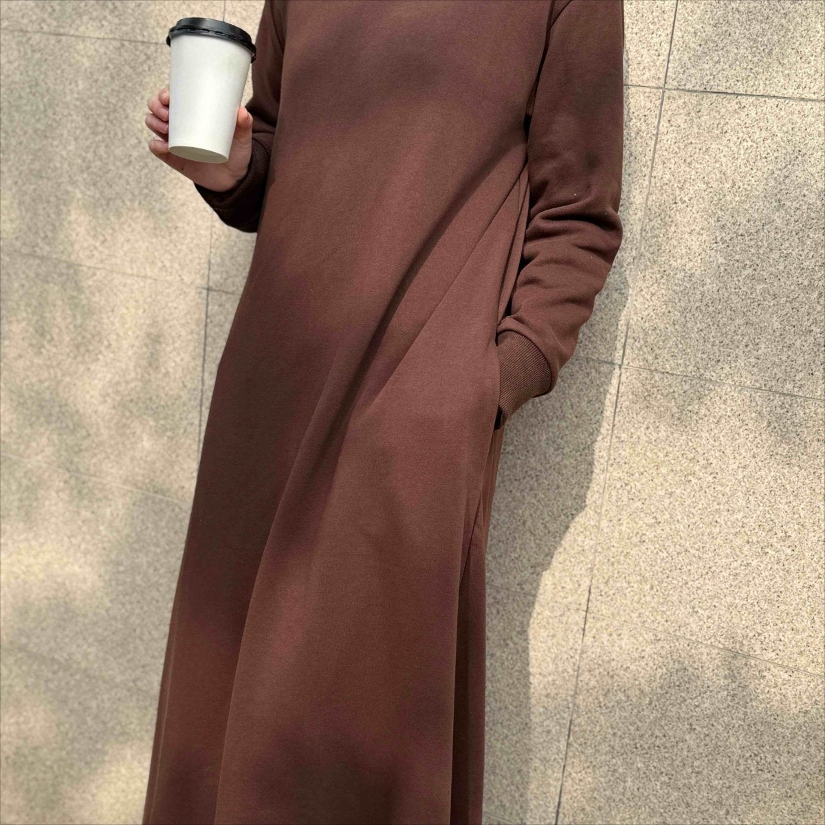 Hooded French Terry Abaya (MA340) - Mariam's Collection