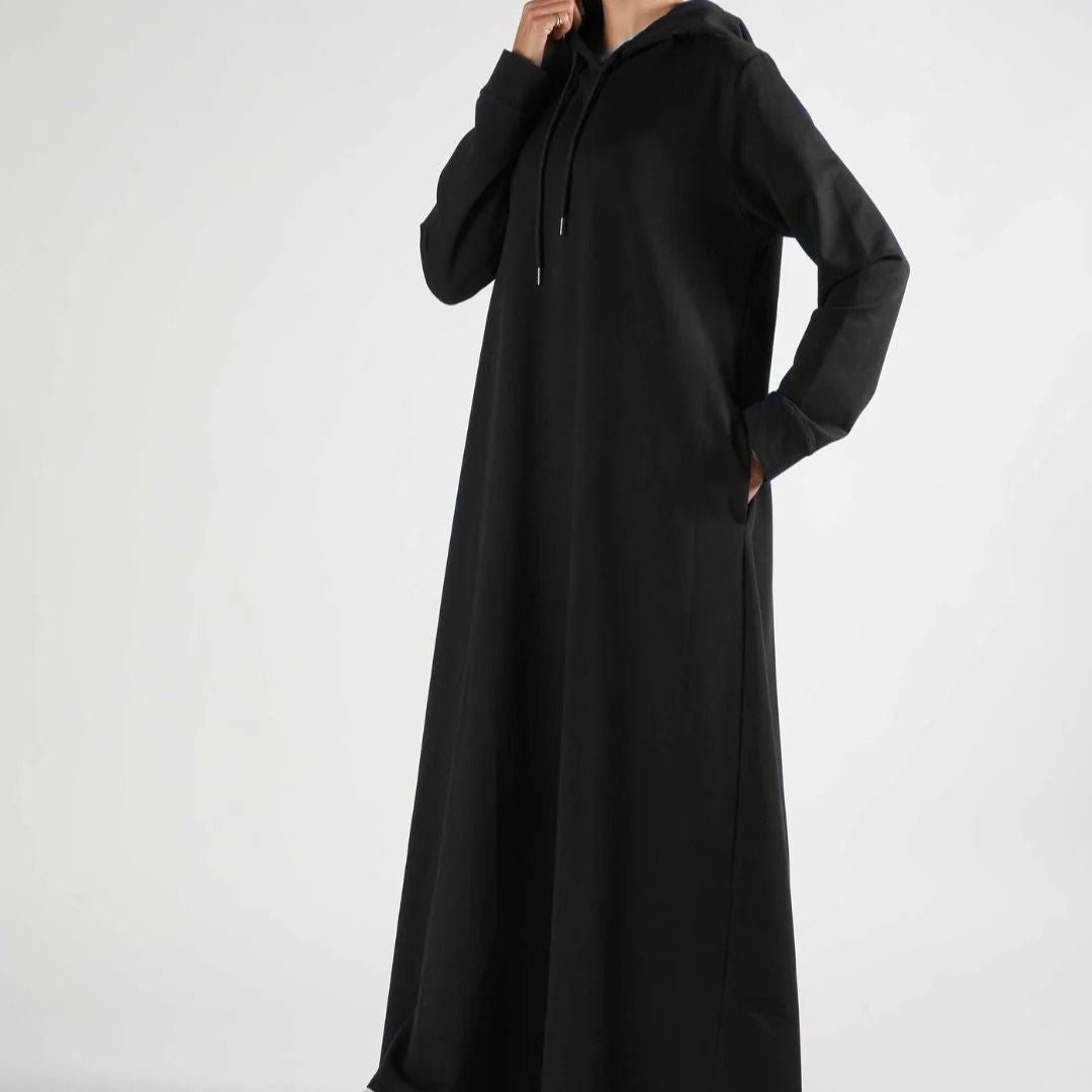 Hooded French Terry Abaya (MA340) - Mariam's Collection