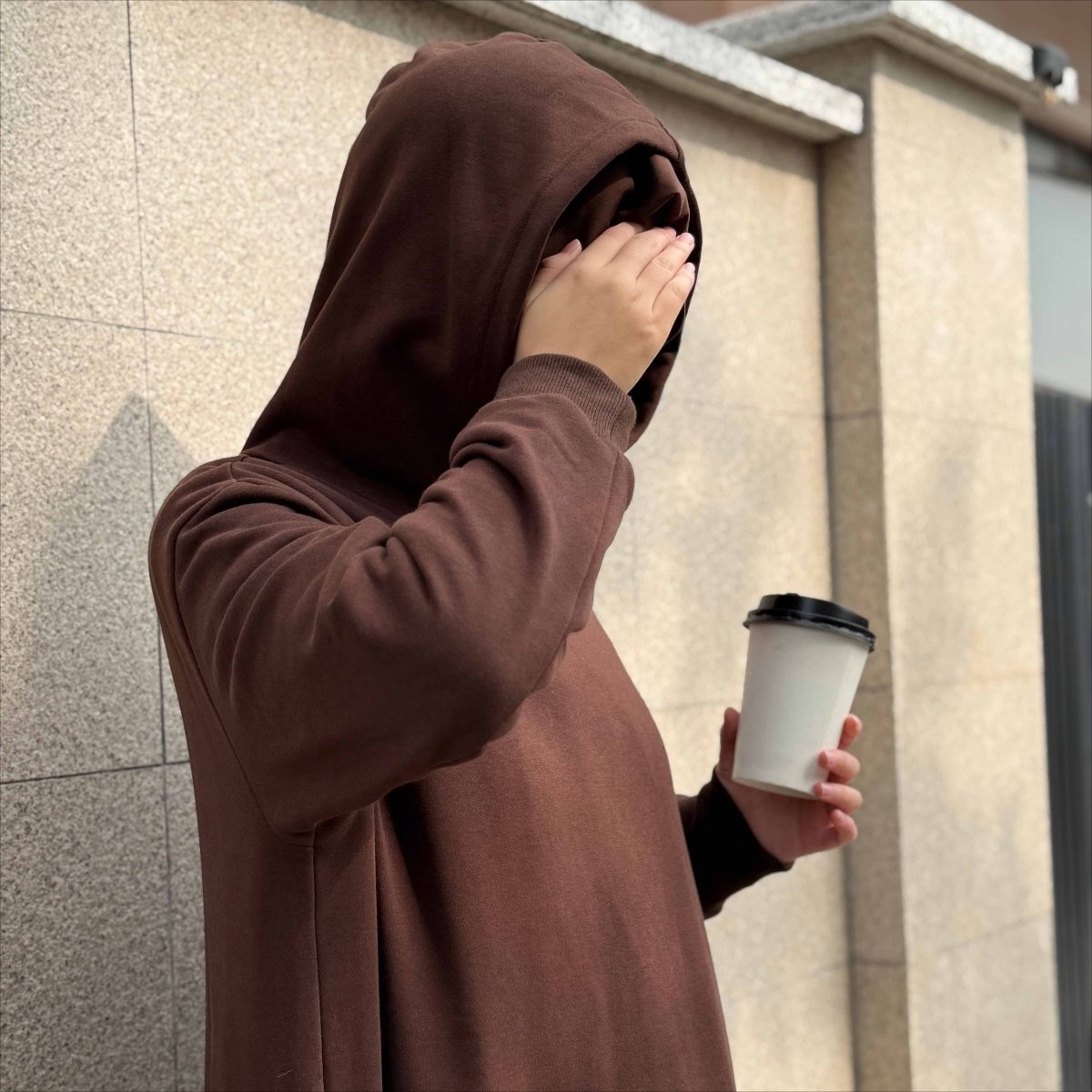 Hooded French Terry Abaya (MA340) - Mariam's Collection