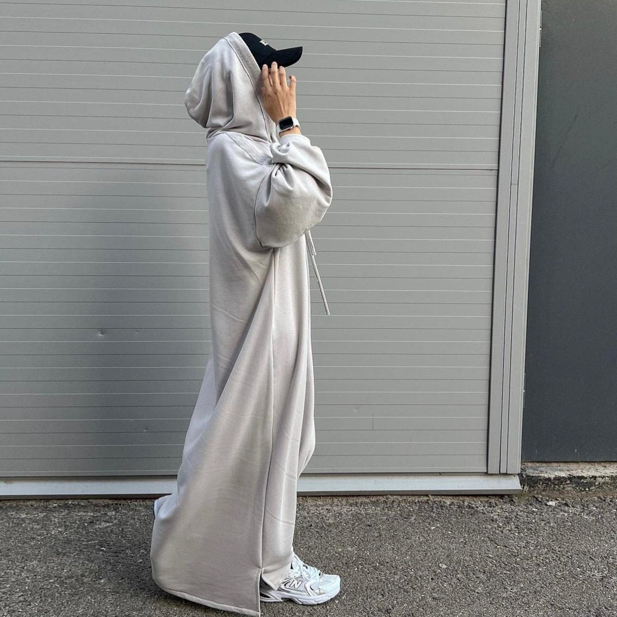 Hooded Sweatshirt Dress Abaya with Pocket (MA125) - Mariam's Collection