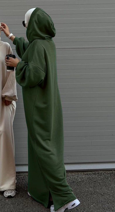 Hooded Sweatshirt Dress Abaya with Pocket (MA125) - Mariam's Collection