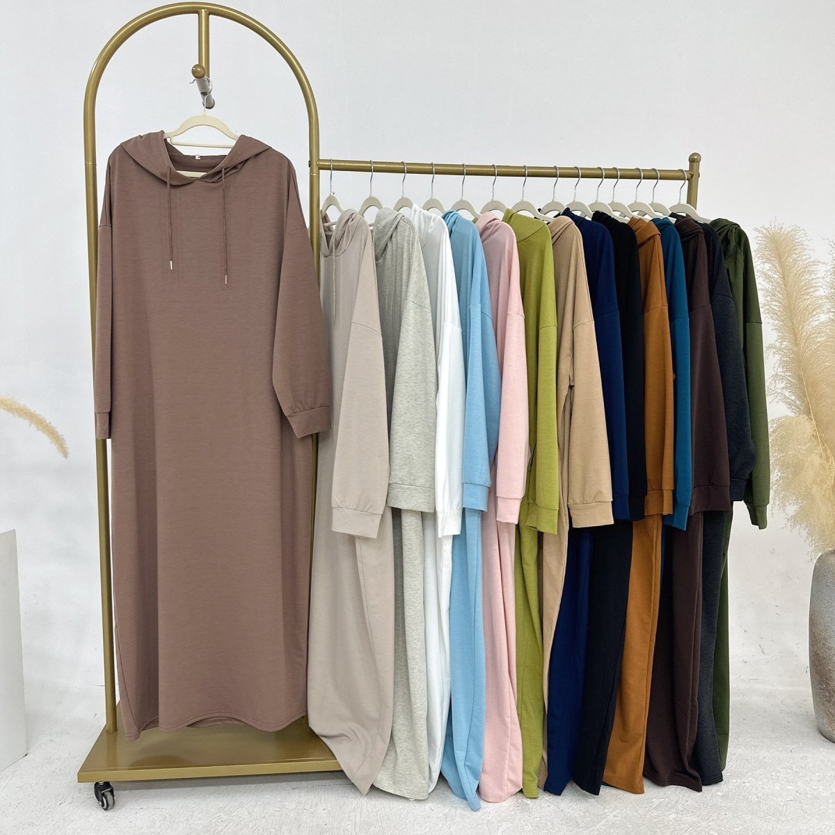 Hooded Sweatshirt Dress Abaya with Pocket (MA125) - Mariam's Collection